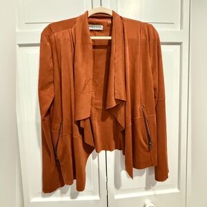 Bagatelle Collection Faux Suede Zip Jacket – Rust / Burnt Orange